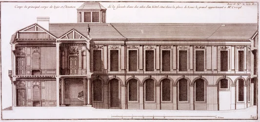 Gevel van een deel van het huis van Monsieur Crozat, Place Louis le Grand, Parijs, uit 